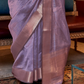 Handwoven Moss Chiffon Saree with Heavy Jacquard Blouse