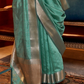 Handwoven Moss Chiffon Saree with Heavy Jacquard Blouse