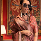 Handwoven Moss Chiffon Saree with Heavy Jacquard Blouse