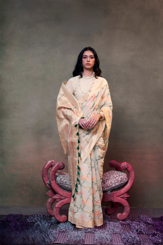 Beautiful Designer Jamdani Handwoven Cotton Saree for Festive We