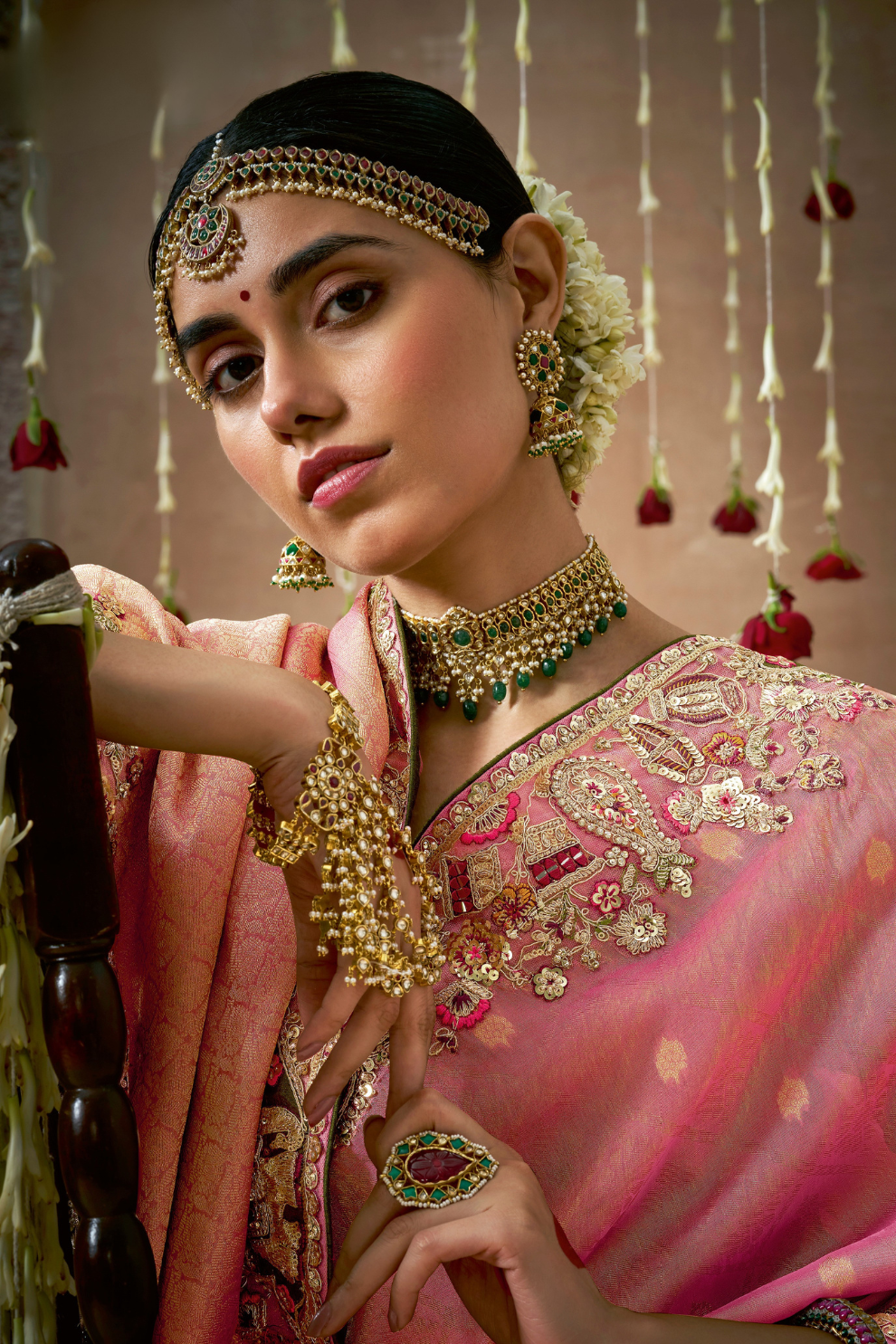 Tissue Dola Silk Embroidered Wedding Saree for Timeless Elegance