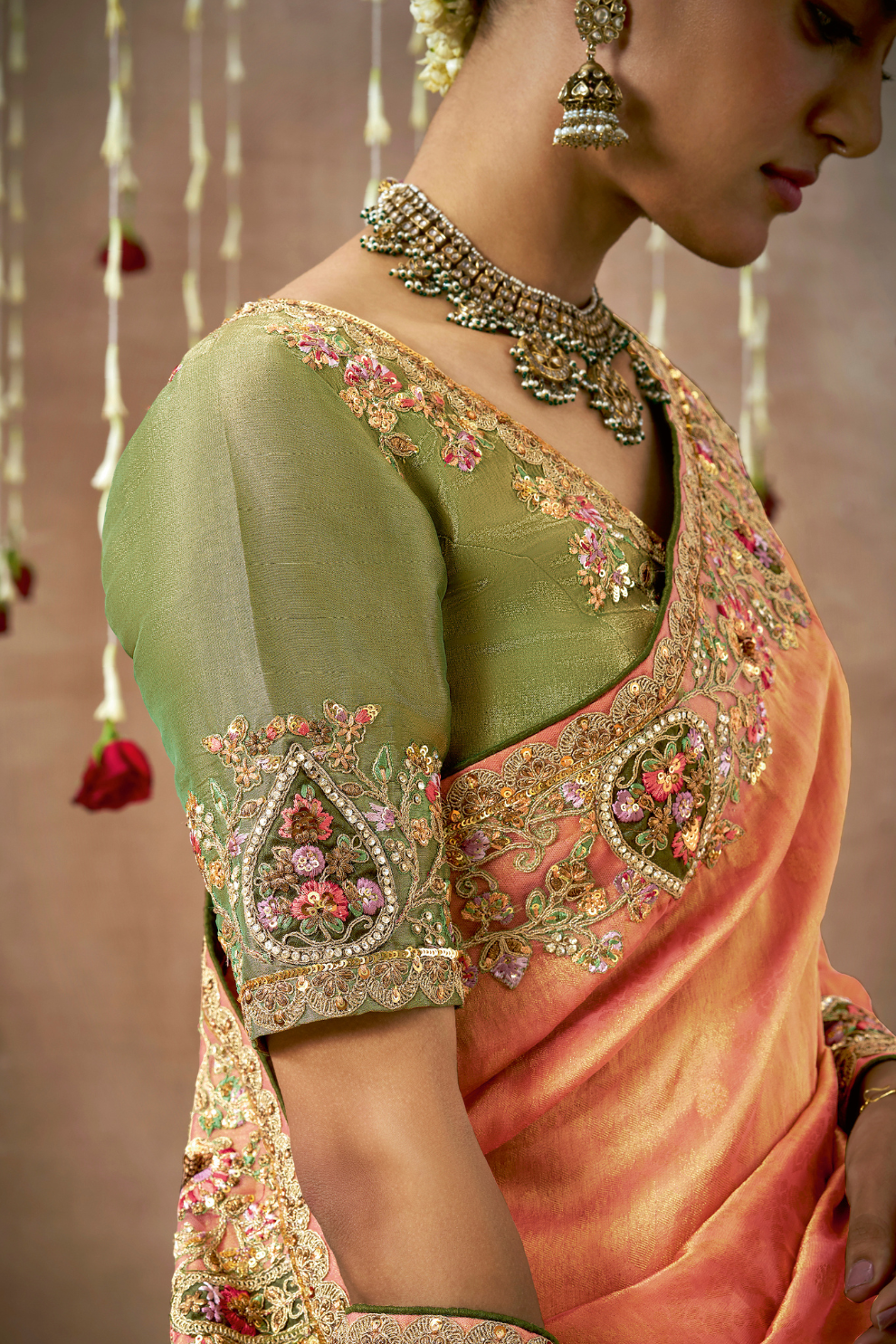 Tissue Dola Silk Embroidered Wedding Saree for Timeless Elegance