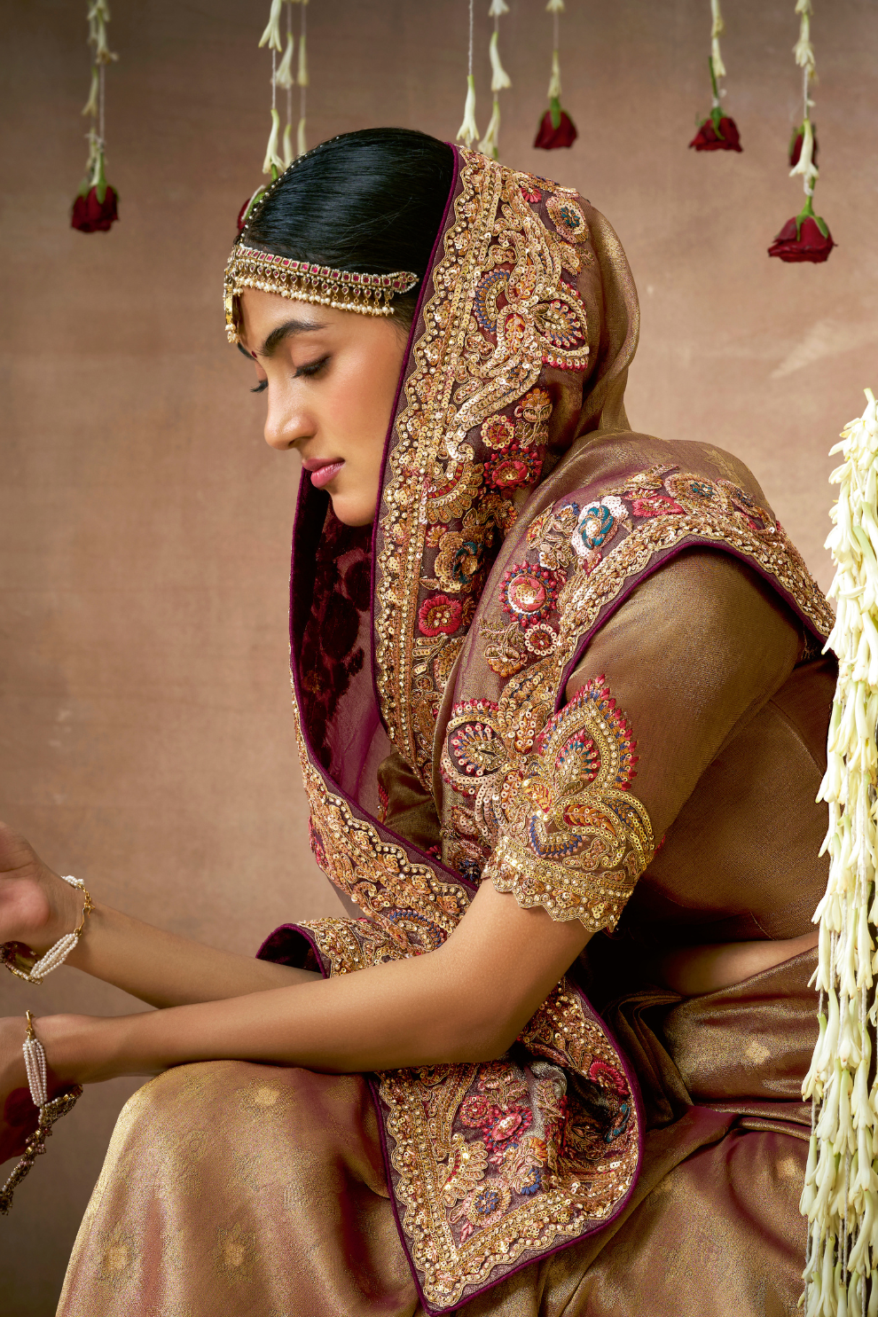 Tissue Dola Silk Embroidered Wedding Saree for Timeless Elegance