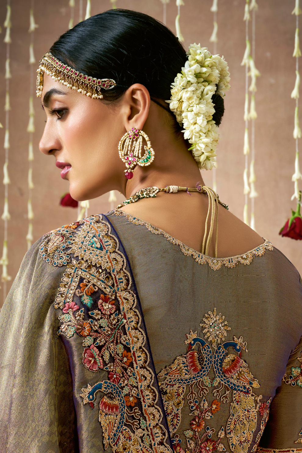 Tissue Dola Silk Embroidered Wedding Saree for Timeless Elegance