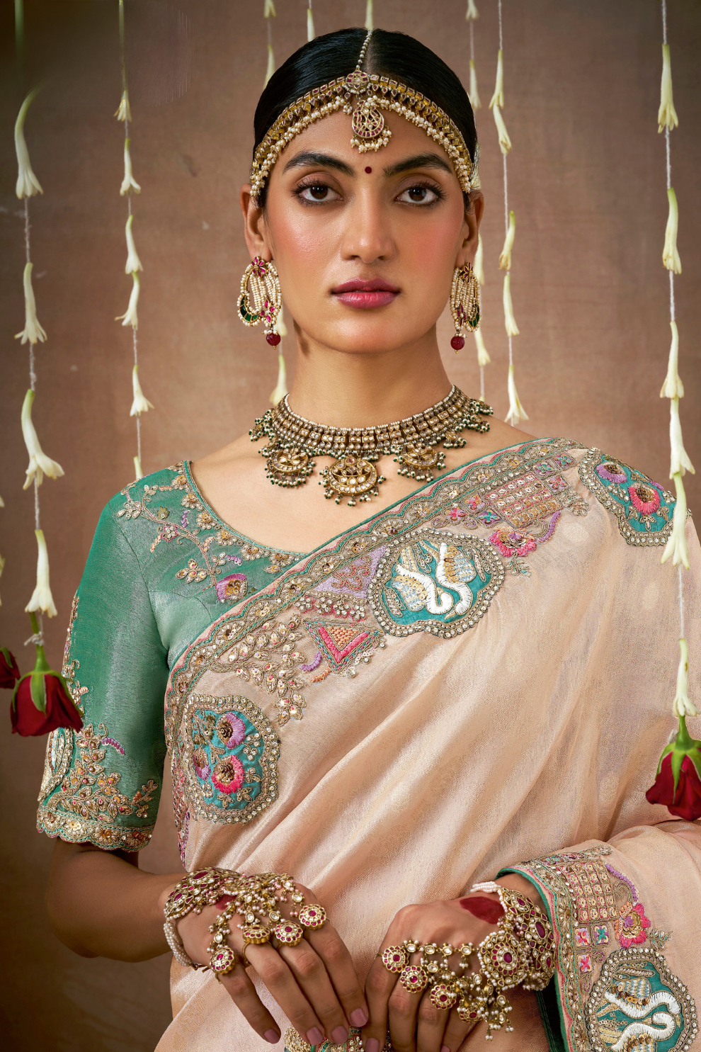 Tissue Dola Silk Embroidered Wedding Saree for Timeless Elegance