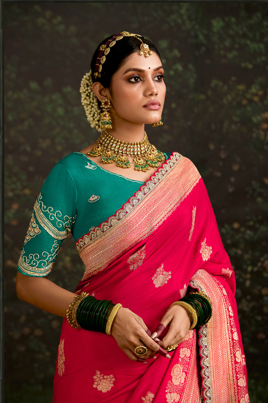 Woven Art Silk Wedding Saree with Rich Traditional Detailing