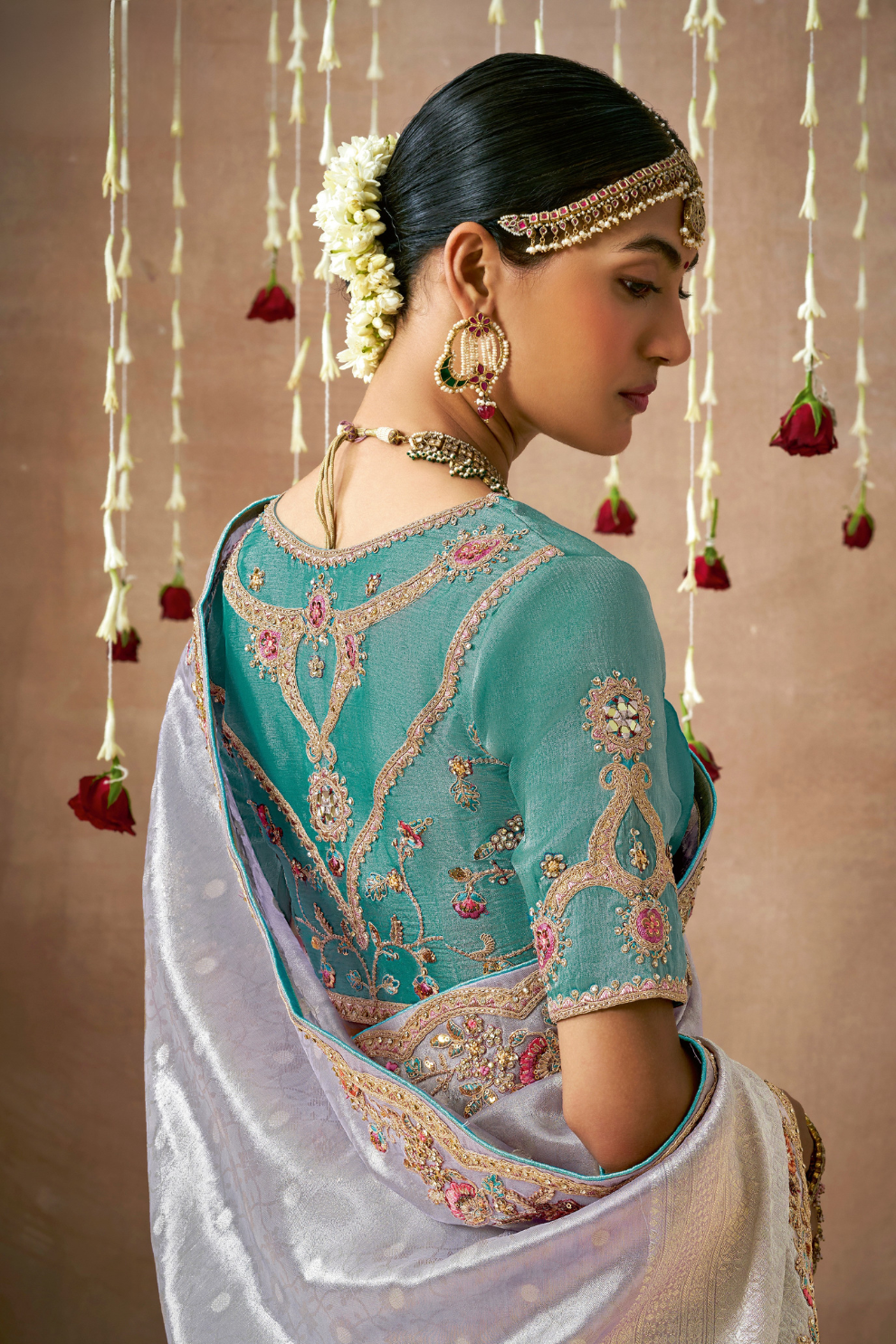 Tissue Dola Silk Embroidered Wedding Saree for Timeless Elegance