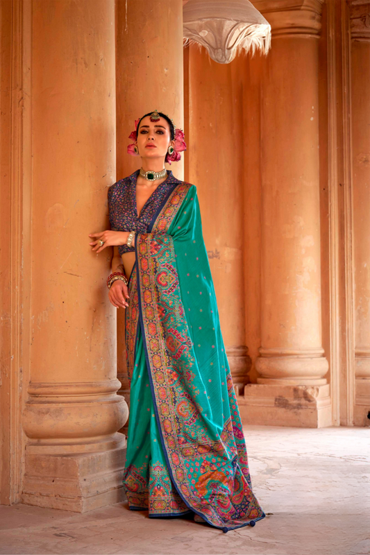 Super Polyester Viscose Silk Saree with Hand Block Luxury Print