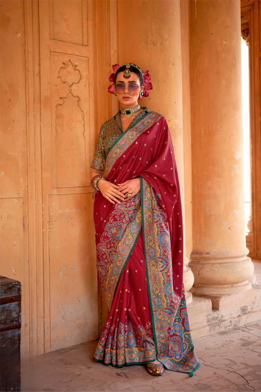 Super Polyester Viscose Silk Saree with Hand Block Luxury Print
