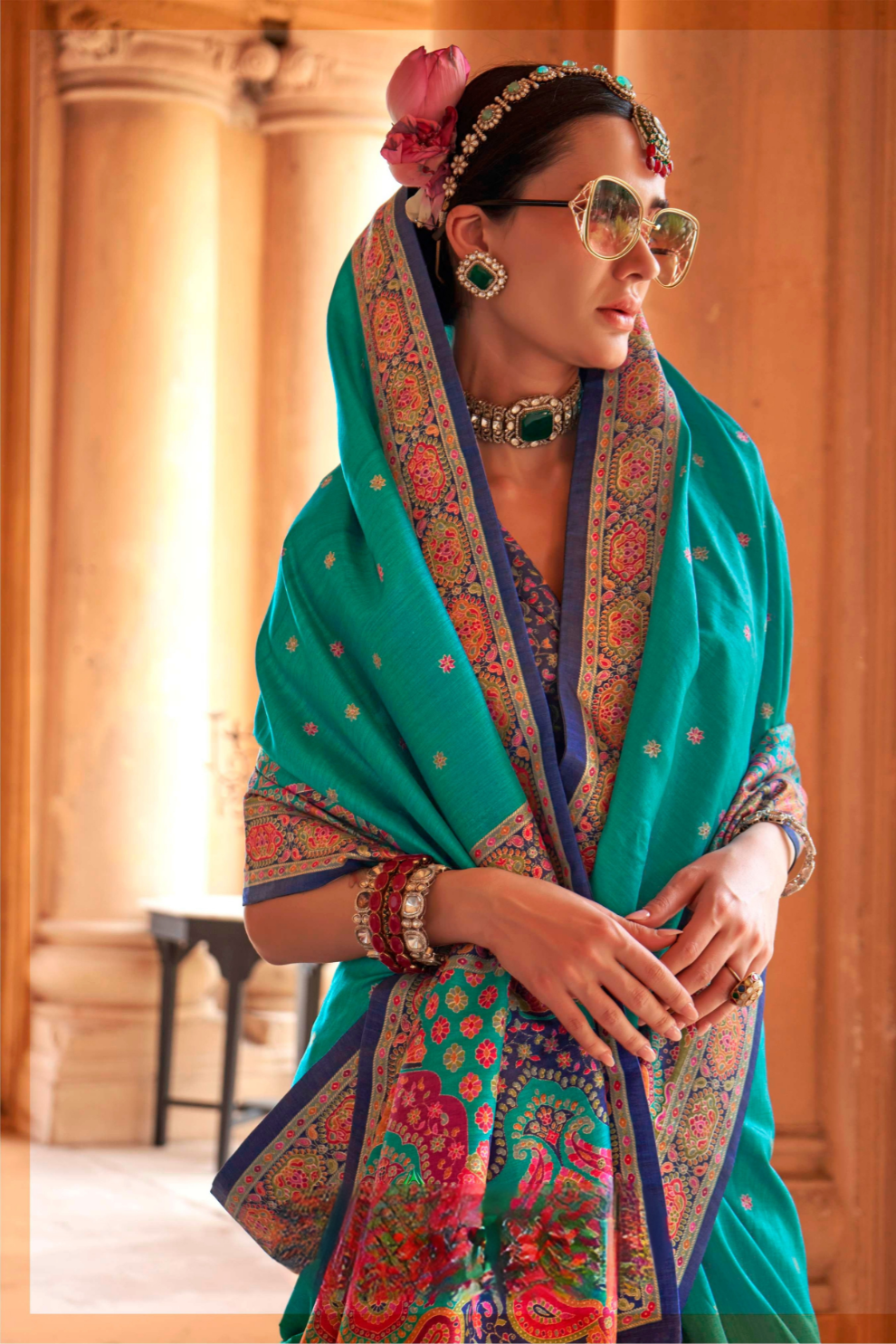 Super Polyester Viscose Silk Saree with Hand Block Luxury Print