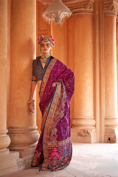 Super Polyester Viscose Silk Saree with Hand Block Luxury Print