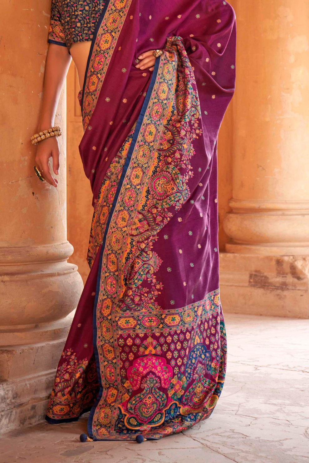 Super Polyester Viscose Silk Saree with Hand Block Luxury Print