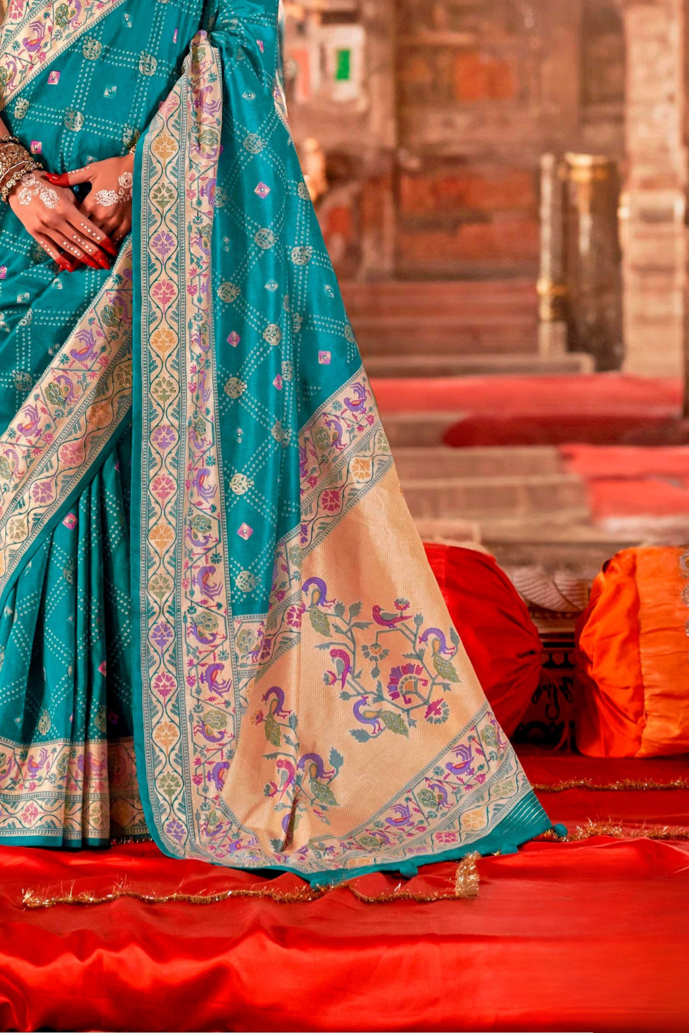 Soft Polyester Viscose Silk Saree with Print Bandhani & Paithani Design - LaVante Fashion