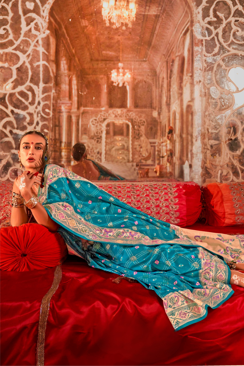 Soft Polyester Viscose Silk Saree with Print Bandhani & Paithani Design - LaVante Fashion