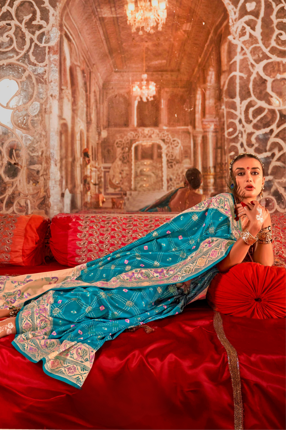 Soft Polyester Viscose Silk Saree with Print Bandhani & Paithani Design - LaVante Fashion