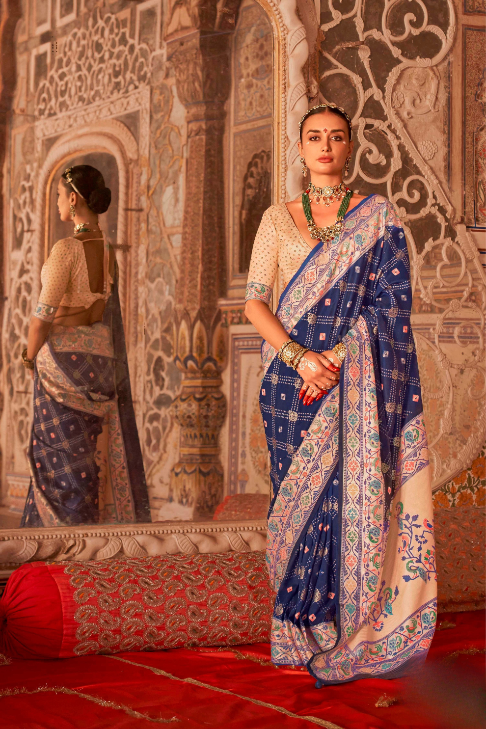 Soft Polyester Viscose Silk Saree with Print Bandhani & Paithani Design - LaVante Fashion