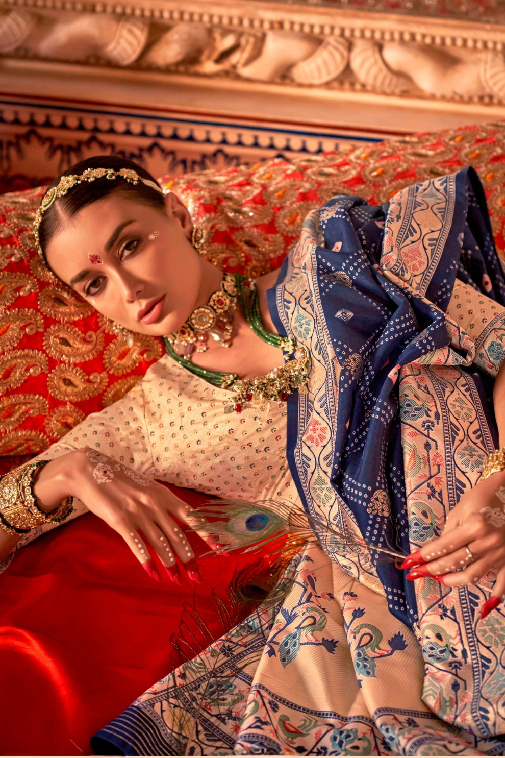 Soft Polyester Viscose Silk Saree with Print Bandhani & Paithani Design - LaVante Fashion