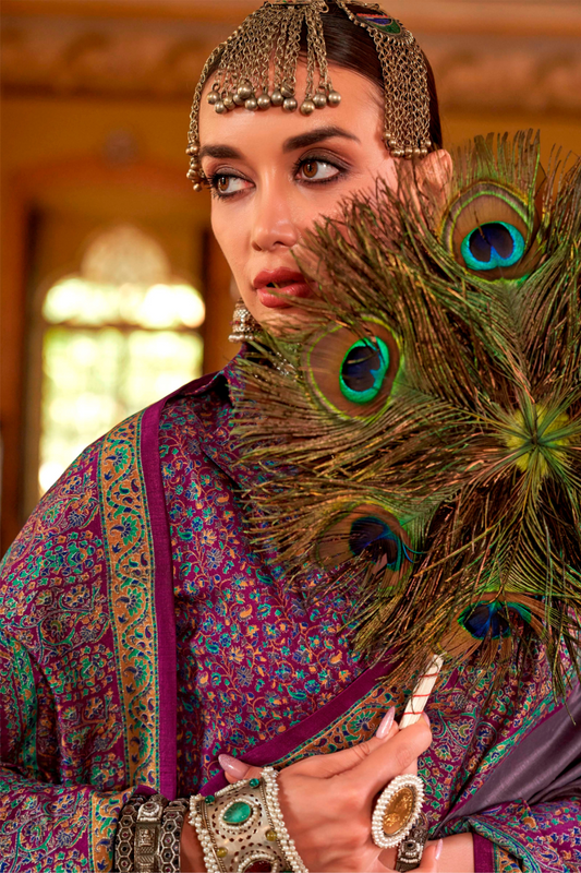 Pure Viscose Silk with Heavy Border Luxury Print and Glory Finish