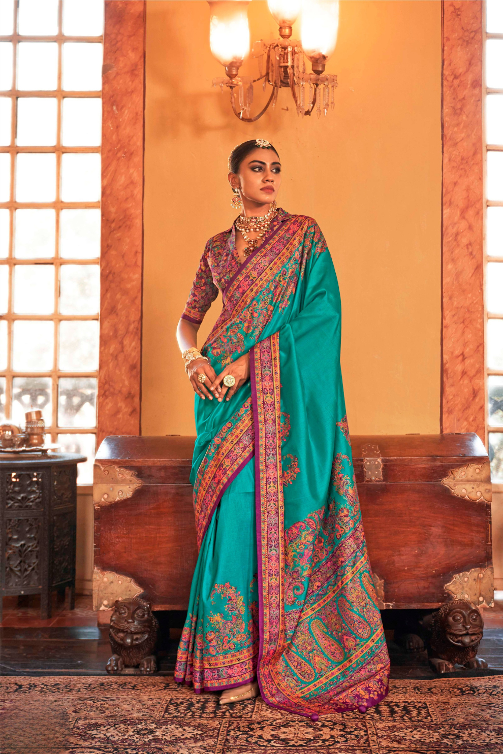 Soft Polyester Viscose Silk Saree with Hand Block Luxury Print - LaVante Fashion