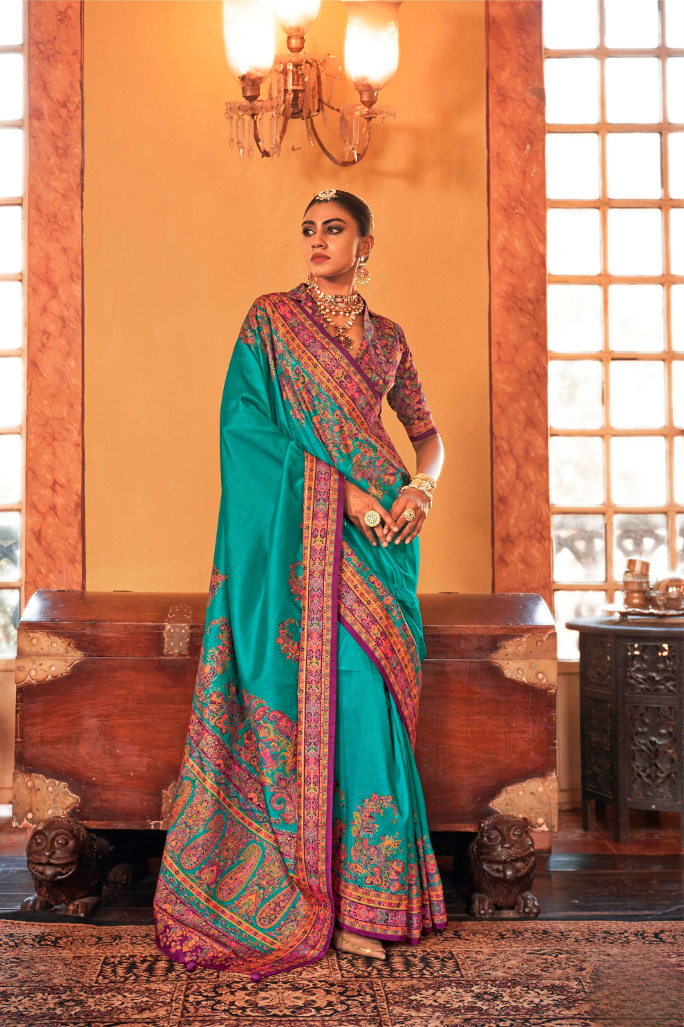 Soft Polyester Viscose Silk Saree with Hand Block Luxury Print - LaVante Fashion