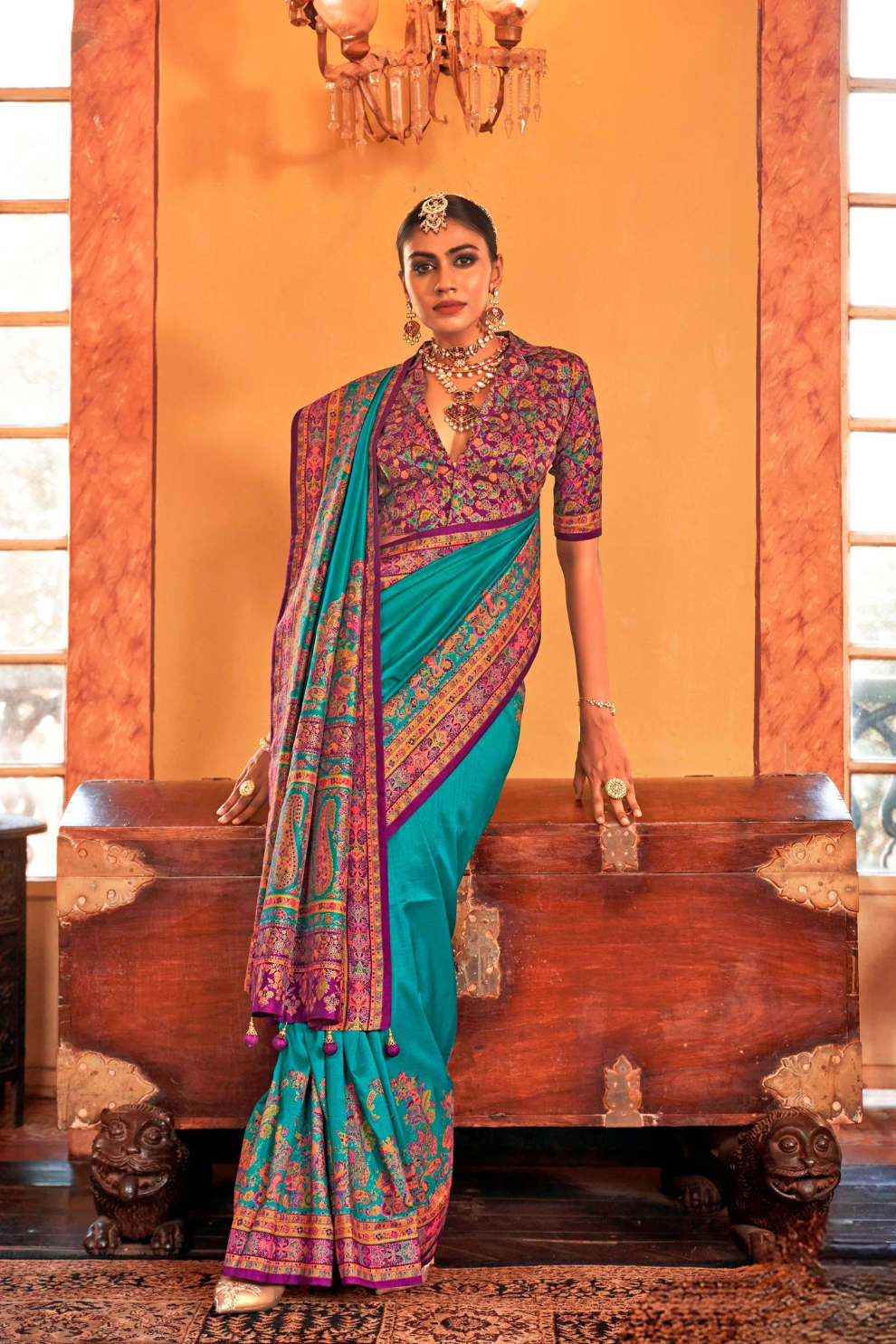 Soft Polyester Viscose Silk Saree with Hand Block Luxury Print - LaVante Fashion