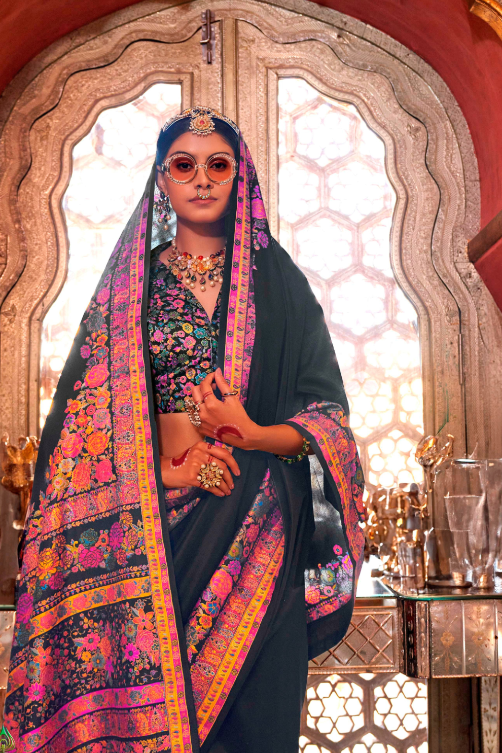High-Quality Super 801 P.V. Silk Saree with H.B. Luxury Print - LaVante Fashion
