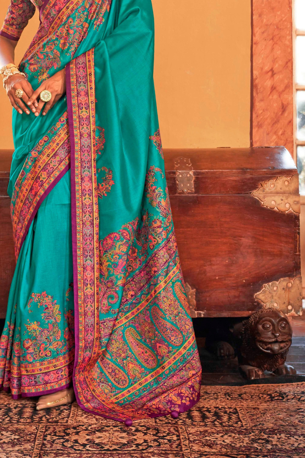 Soft Polyester Viscose Silk Saree with Hand Block Luxury Print - LaVante Fashion