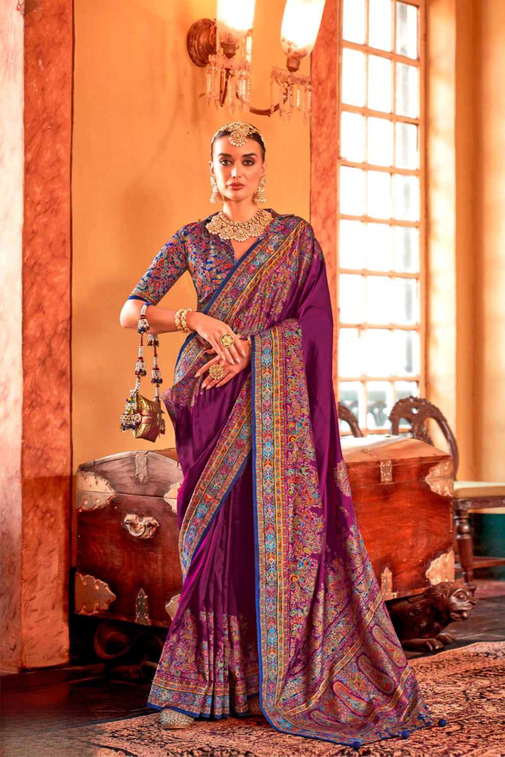 Soft Polyester Viscose Silk Saree with Hand Block Luxury Print - LaVante Fashion