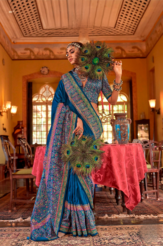 Pure Viscose Silk with Heavy Border Luxury Print and Glory Finish