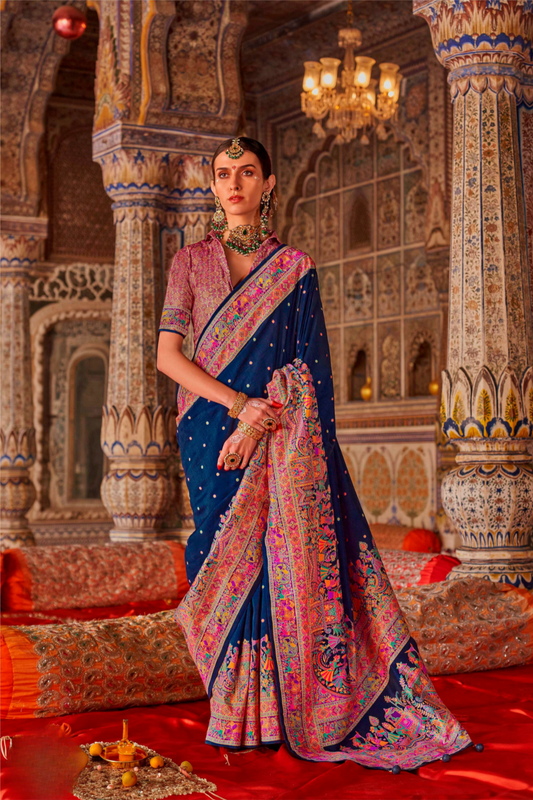 Soft Polyester Viscose Silk Saree with Hand Block Luxury Print