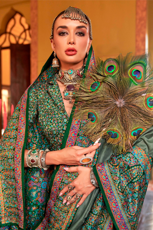 Pure Viscose Silk with Heavy Border Luxury Print and Glory Finish