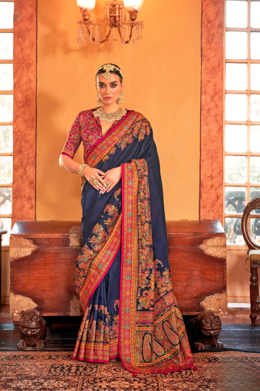 Soft Polyester Viscose Silk Saree with Hand Block Luxury Print - LaVante Fashion