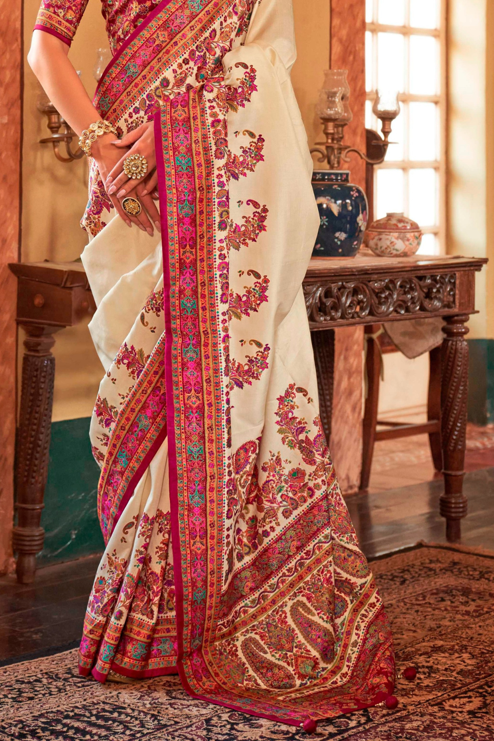 Soft Polyester Viscose Silk Saree with Hand Block Luxury Print - LaVante Fashion