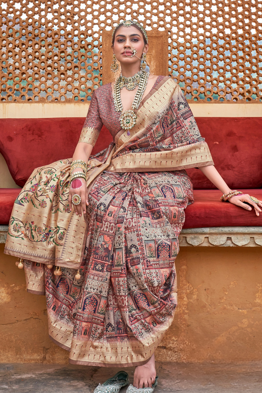 Graceful Digital Print Saree in Lightweight Viscose Silk