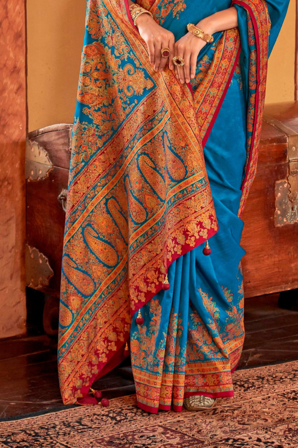 Soft Polyester Viscose Silk Saree with Hand Block Luxury Print - LaVante Fashion