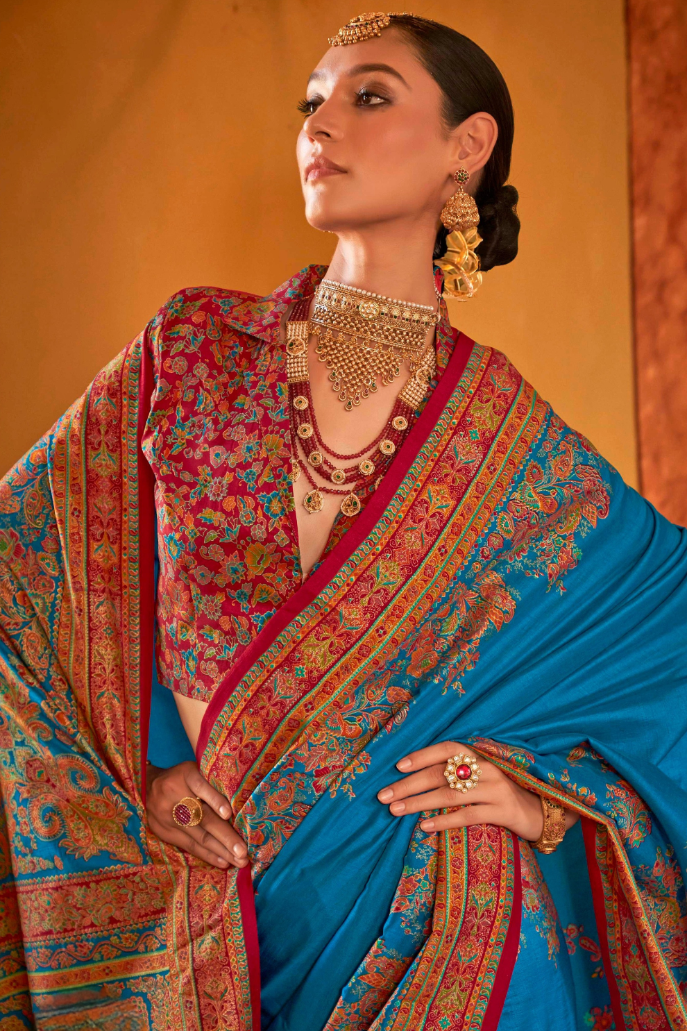 Soft Polyester Viscose Silk Saree with Hand Block Luxury Print - LaVante Fashion