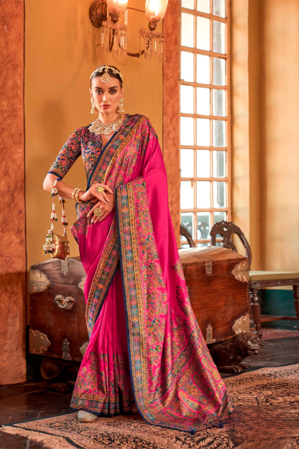 Soft Polyester Viscose Silk Saree with Hand Block Luxury Print - LaVante Fashion