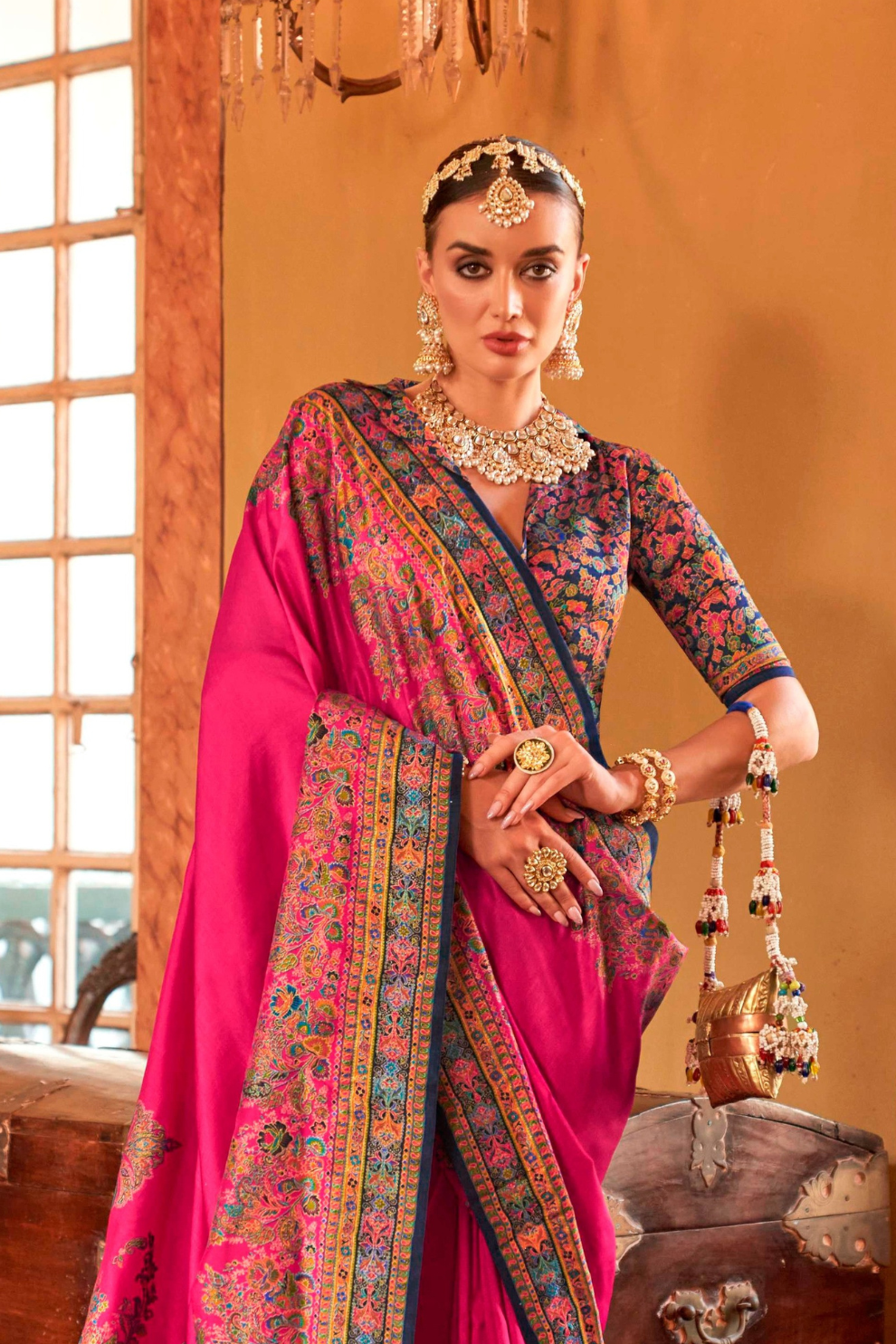Soft Polyester Viscose Silk Saree with Hand Block Luxury Print - LaVante Fashion