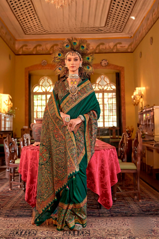 Pure Viscose Silk with Heavy Border Luxury Print and Glory Finish