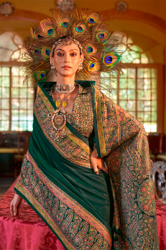 Pure Viscose Silk with Heavy Border Luxury Print and Glory Finish
