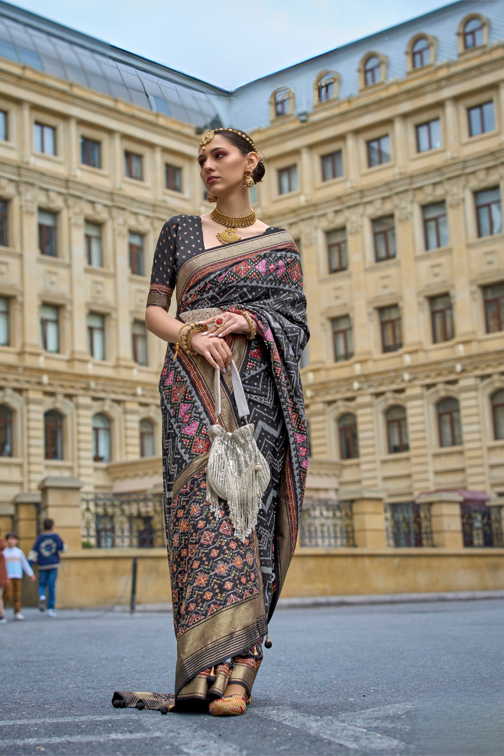 Premium Printed Saree in Polyester Viscose Silk with Shine