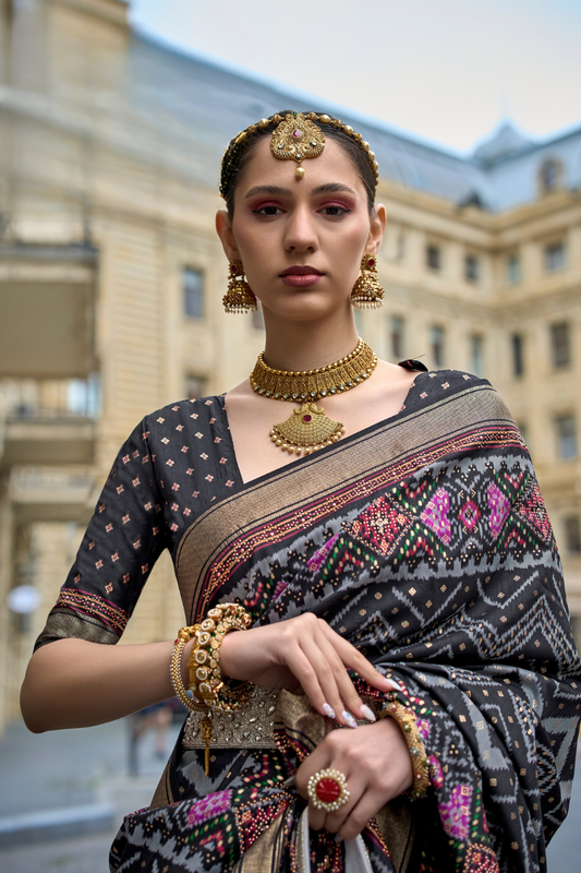 Premium Printed Saree in Polyester Viscose Silk with Shine