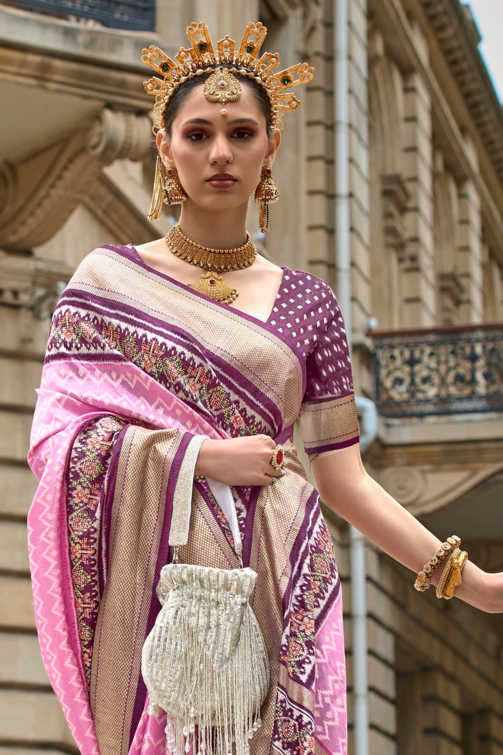 Premium Printed Saree in Polyester Viscose Silk with Shine