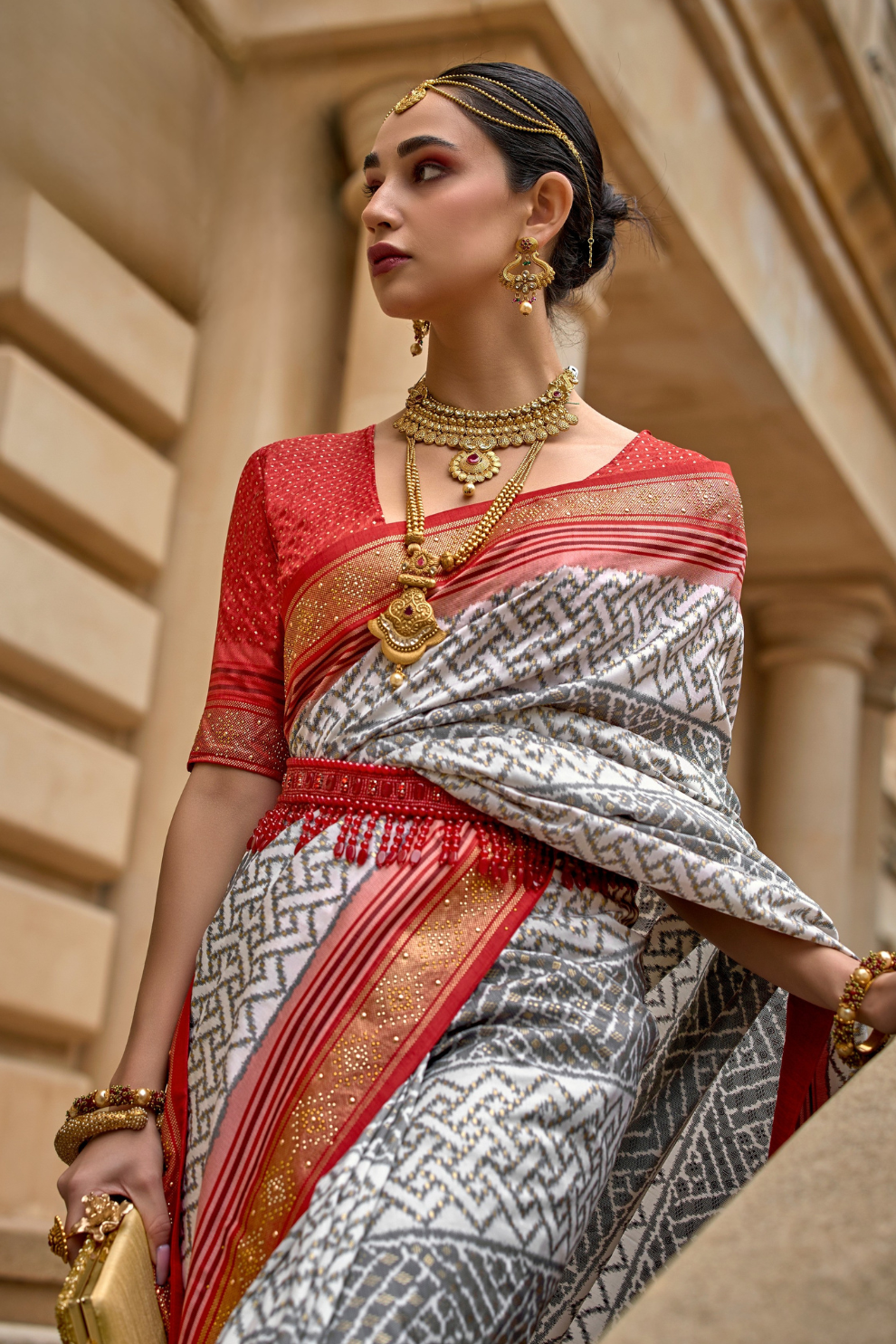 Premium Printed Saree in Polyester Viscose Silk with Shine