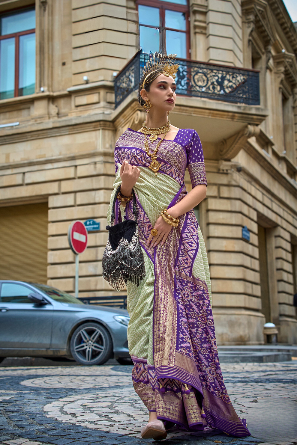 Premium Printed Saree in Polyester Viscose Silk with Shine