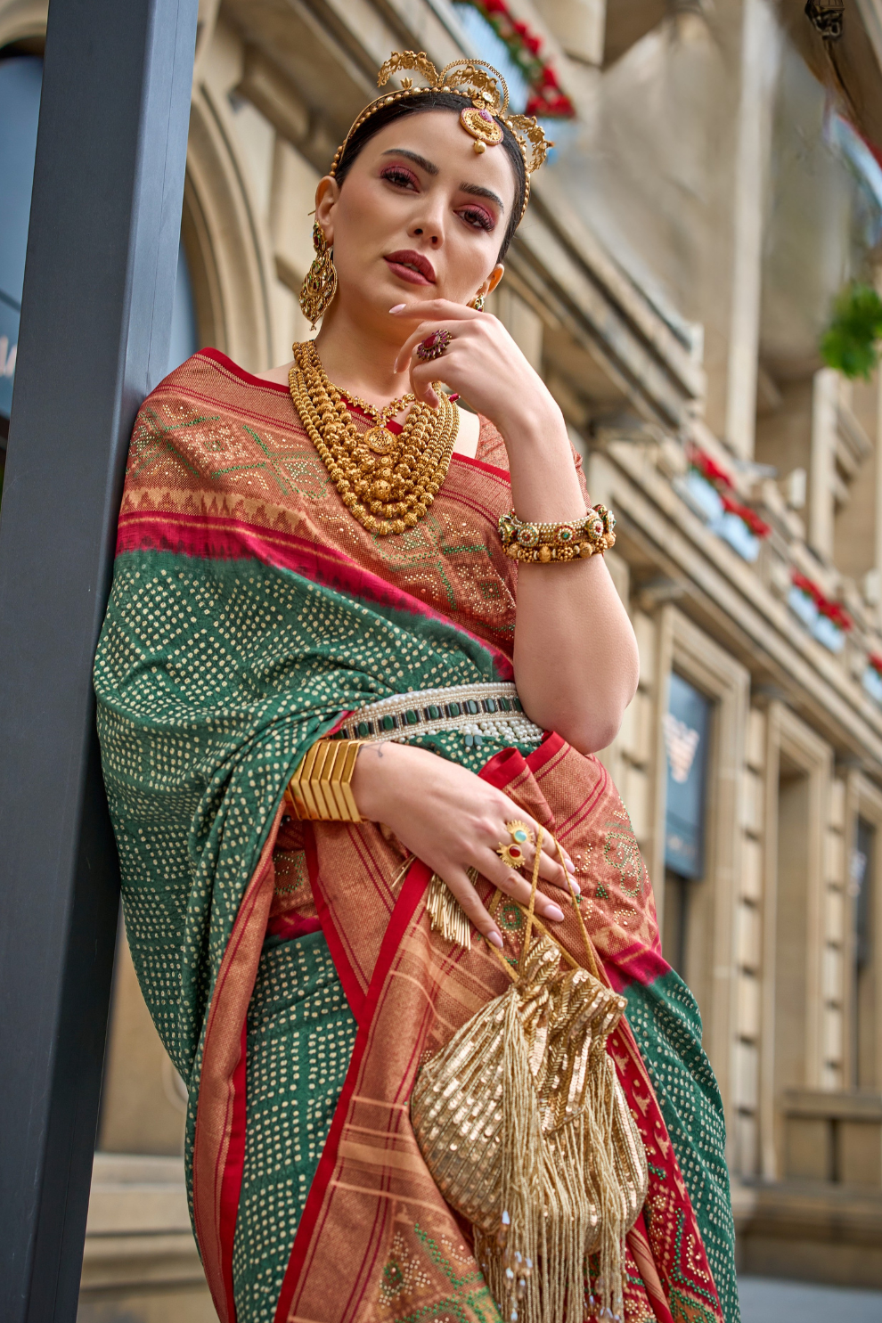 Premium Printed Saree in Polyester Viscose Silk with Shine