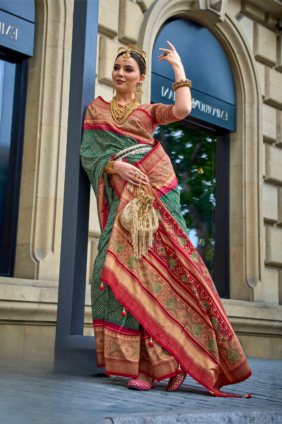 Premium Printed Saree in Polyester Viscose Silk with Shine