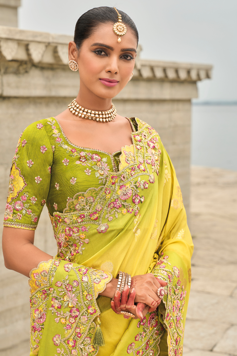Soft Radiance in Pink Tissue Georgette Elegance