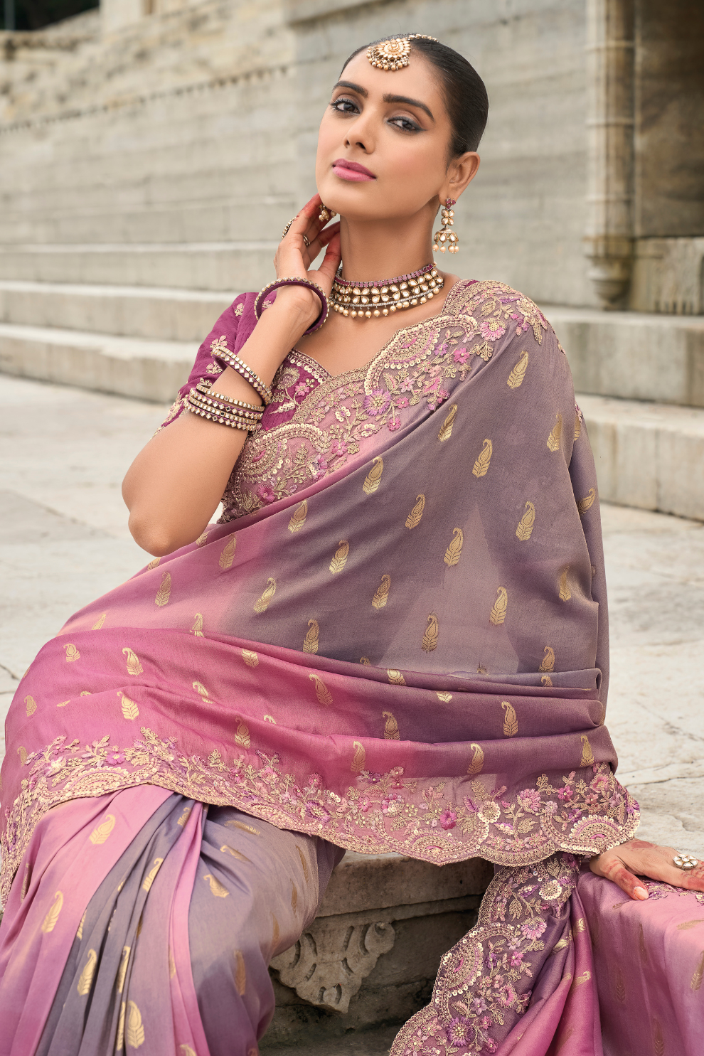 Soft Radiance in Pink Tissue Georgette Elegance