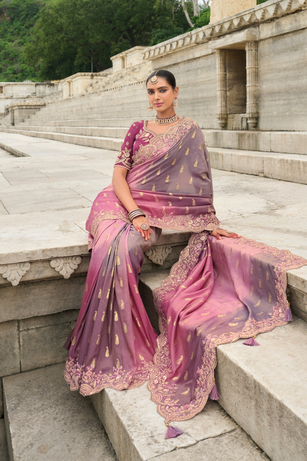 Soft Radiance in Pink Tissue Georgette Elegance